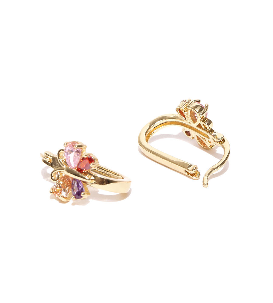 YouBella Red  Purple Gold-Plated Stone Stud Earrings
